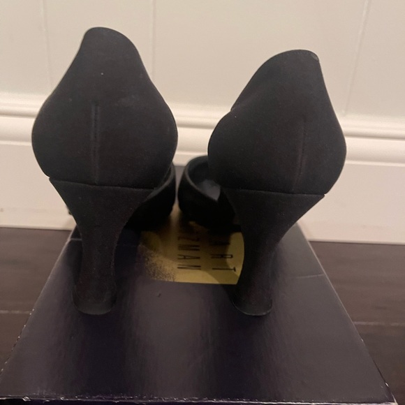 Stuart Weitzman black peau de soie heels 7 1/2 B - Picture 3 of 6
